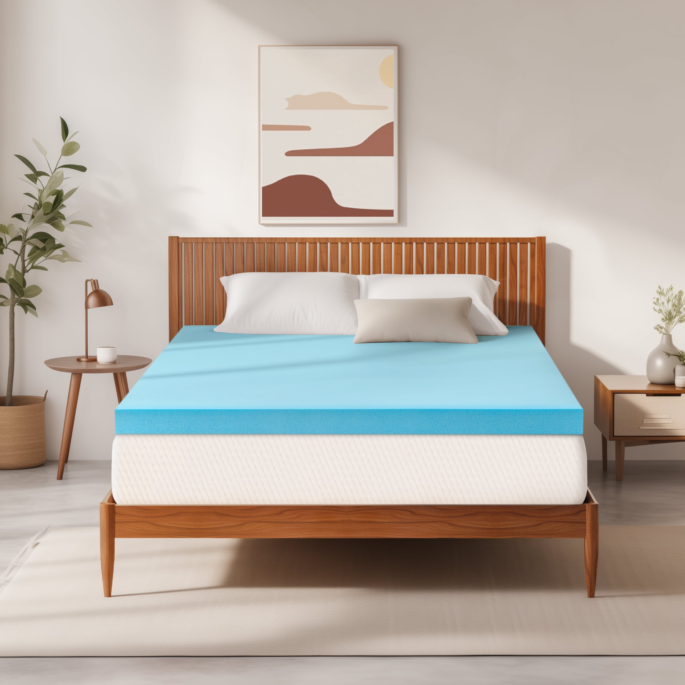 DyFun 3" Twin Medium Soft Gel Memory Foam Mattress Topper Pressure Relief Bed Mattress Pad