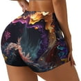 thumbnail image 1 of Balery Explosive Fluid Splash Art Pantalones cortos de entrenamiento estampados para mujer, sin costuras, ajustados, para gimnasio, yoga, correr, deportes, ejercicio activo, fitness.-Large, 1 of 8