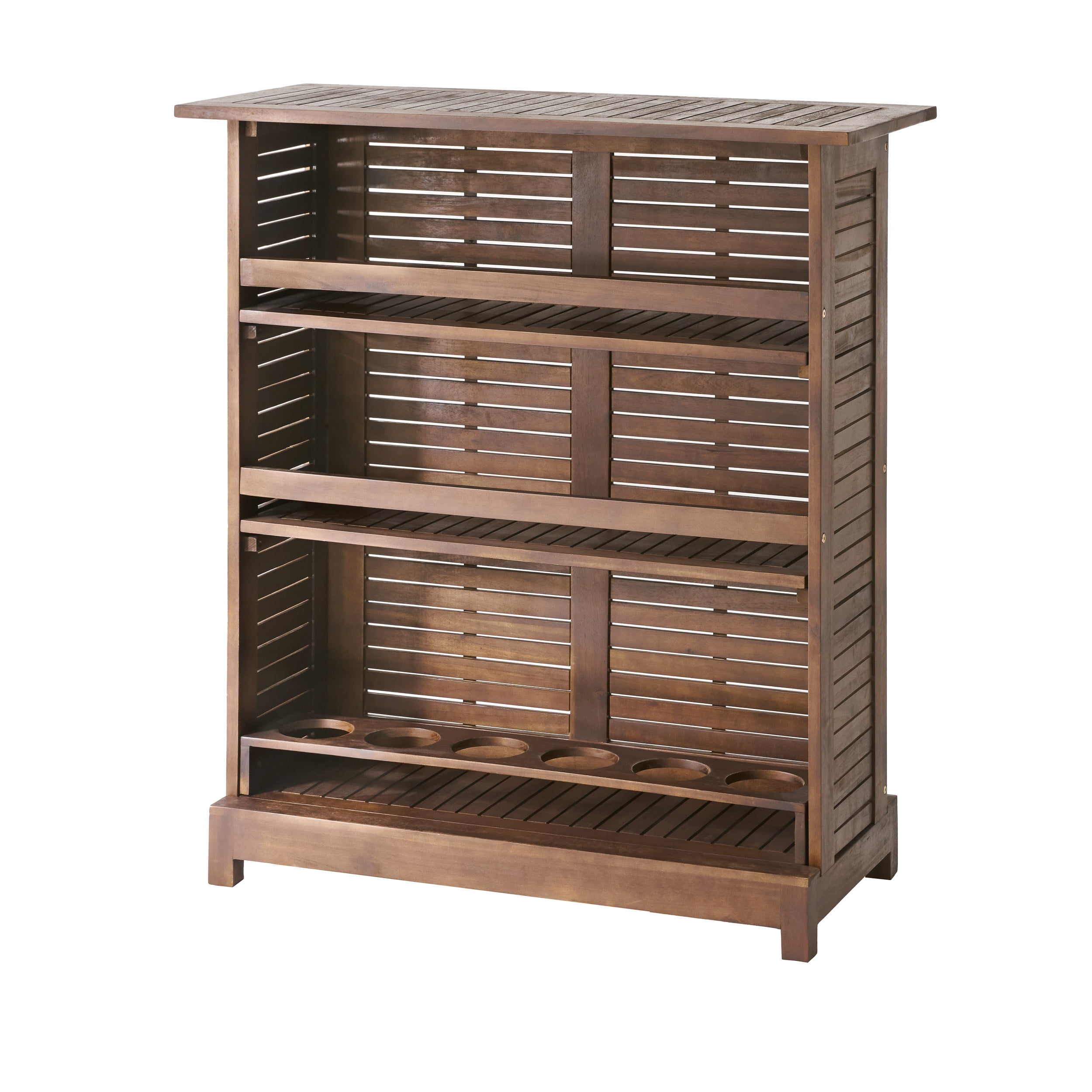 Ashlin Outdoor Acacia Wood Bar, Rich Mahogany