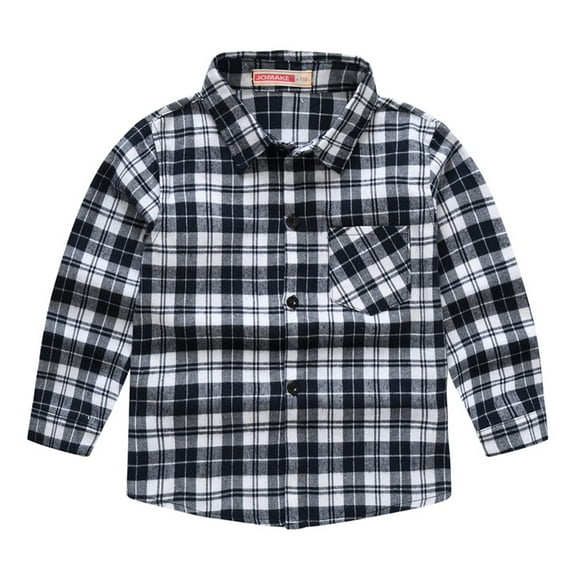 Esaierr Boys Girls Plaid Pattern Shirt Tops for Baby Toddler,Patchwork Striped Long Sleeved Shirt,Spring Fall Button Knit Tops Shirt for 1-12 Years