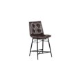 thumbnail image 5 of Counter Height Stools Set of 2, Tufted Leatherette, Metal Base, 41.25" Height, Brown, 5 of 6