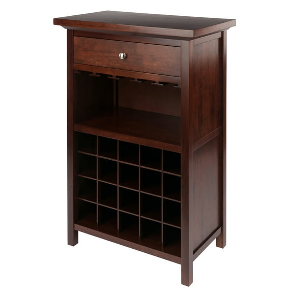 Winsome Wood Chablis 20-Bottle Display Wine Cabinet, Walnut Finish