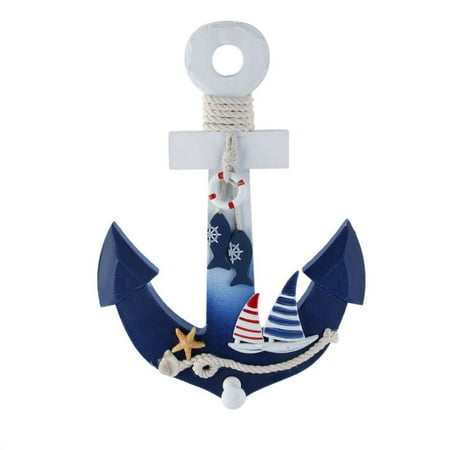 

28x20cm Anchor Shape Wooden Hanging Wall Ornament Nautical Decor