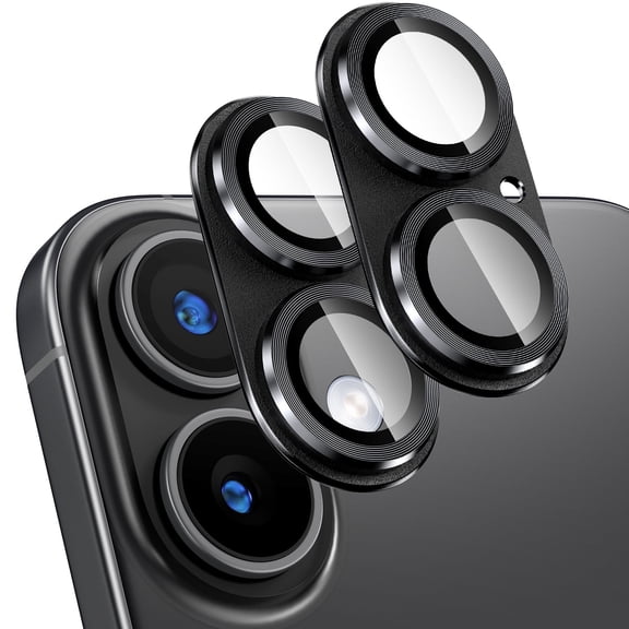 [2 Pack] Camera Lens Protector for iPhone 17,9H Tempered Glass,Aviation Aluminum Plate Cover,Night Circle,No Bubble,HD Clarity,Case Friendly,Easy Installation-Black