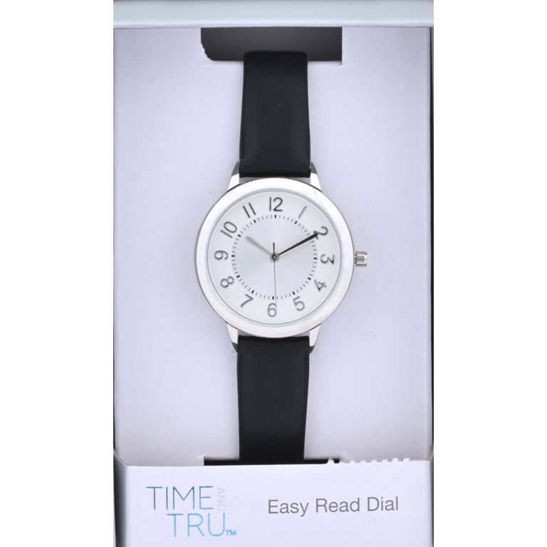 Time and Tru Women's Silver and Black Leather Watch photo 4