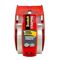 Scotch Reinforced Strength Shipping Strapping Tape with Dispenser, Clear, 1.88" x 360 in, 1 Dispenser/Pack 50
