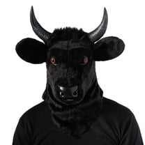 Morris Costumes Bull Adult Moving Mouth Overhead Halloween Costume Mask - Black One Size Fits Most