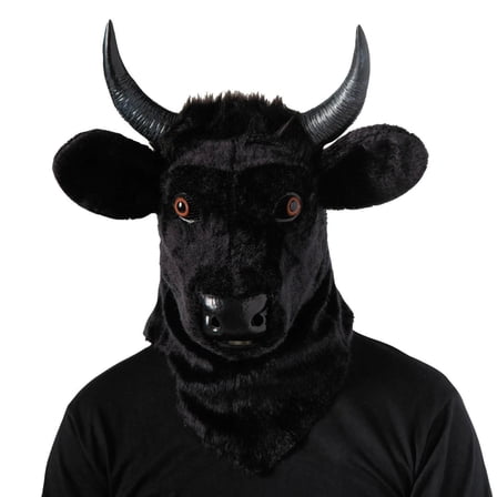 Morris Costumes Bull Adult Moving Mouth Overhead Halloween Costume Mask - Black One Size Fits Most