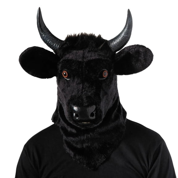 Morris Costumes Bull Adult Moving Mouth Overhead Halloween Costume Mask - Black One Size Fits Most