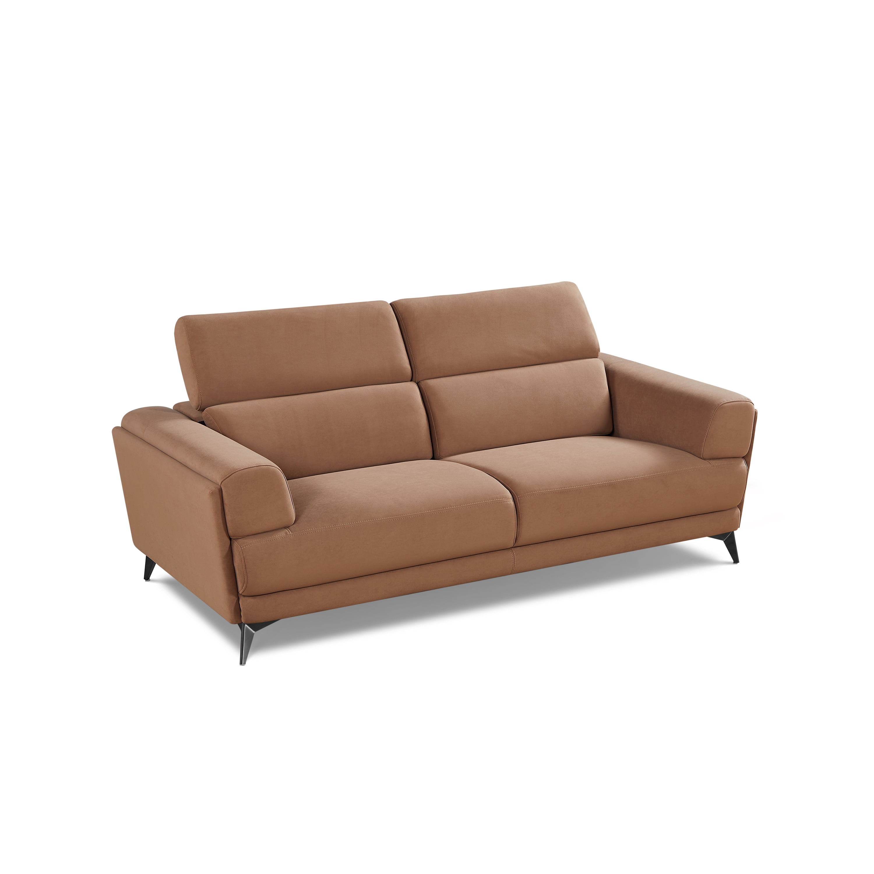 Contemporary Living Room Loveseat with Adjustable Headrest, Brown
