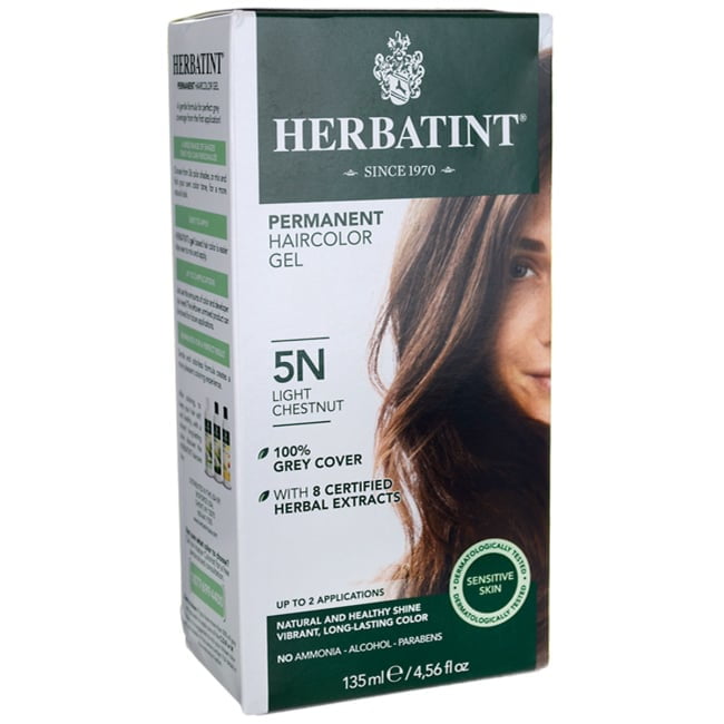 Herbatint Permanent Hair Color Gel, 5N Light Chestnut, 1 Box