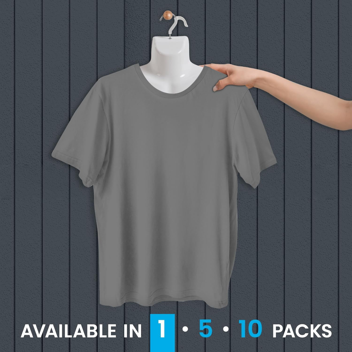 Topmaster Premium Male Shirt Holder – Lightweight Mannequin Torso with Hanging Hook for Shirt Display & Storage, White, Pack of 1