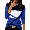 thumbnail image 2 of GaThRRgYP Off the Shoulder Tops for Women,Summer Tops for Women,Women's Casual Geometry Printed T-shirt Long Sleeve Blouse Round Neck Casual Tops Blue XL, 2 of 3