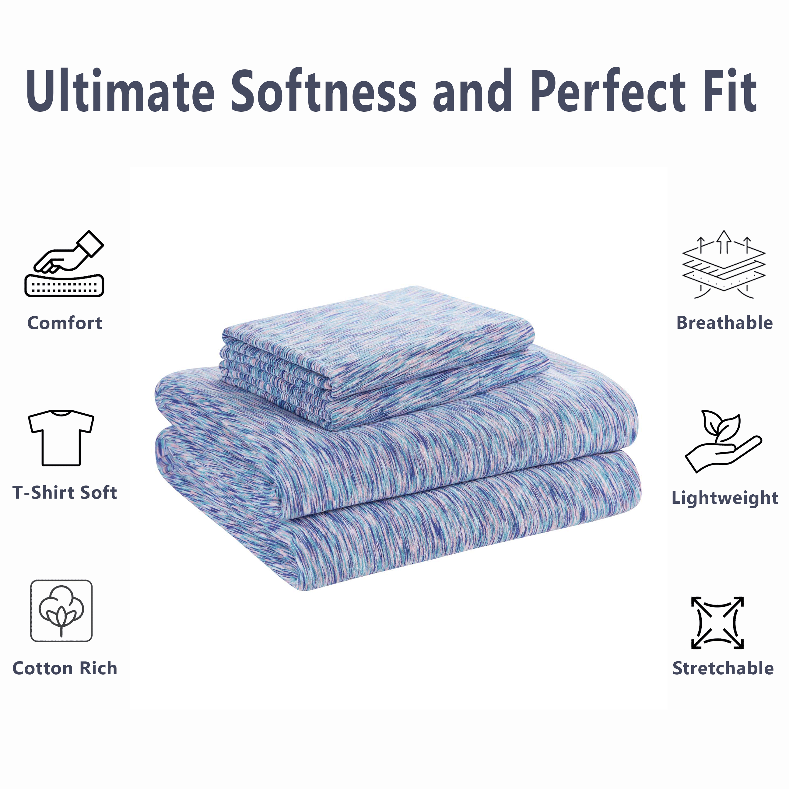 Mainstays Extra Soft Jersey Bed Sheet Set Twin XL Purple Crackle 3