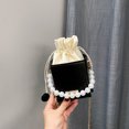 thumbnail image 3 of Bolso Bandolera Cuadrado Cuero PU para Mujer Bolsos Hombro Con Cordón Y Cadena Perlas, 3 of 9
