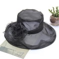 thumbnail image 4 of Ladies Organza Flower Hat Wide Brim Outdoor Beach Hat Foldable Sun Hat Retro Style Evening Party Banquet Top Hat Women Elegant Clothing Accessories, 4 of 7