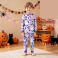 thumbnail image 2 of CAICJ98 Halloween Pajamas for Girls Pumpkin Ghost Pajamas for Toddler Boys Long Sleeve Sleepwear Tops Pants Pjs Set Kids 2 Piece Soft Cotton Sleepwear (7-8 Years,Purple), 2 of 9