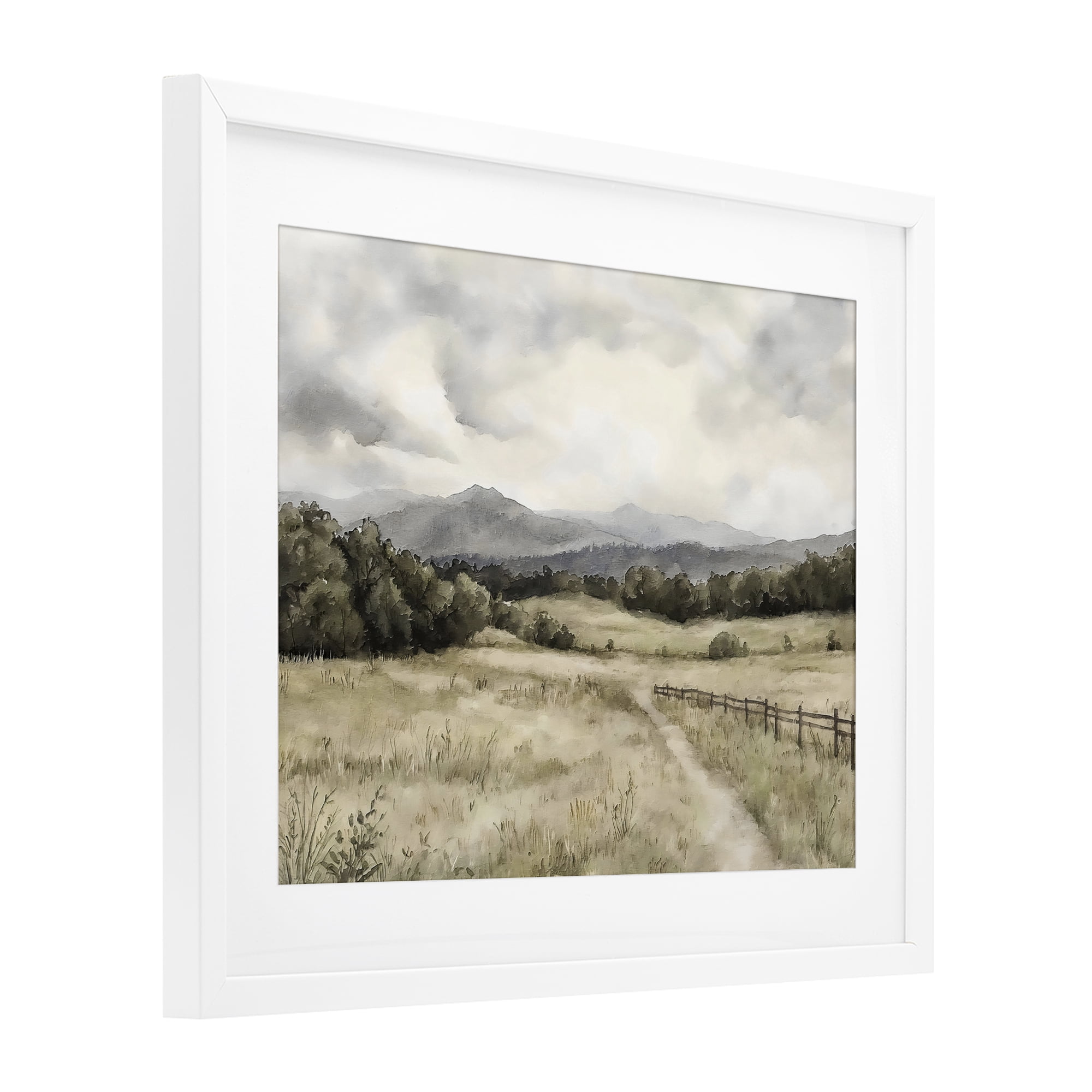 Stupell Industries Muted Trail Along Fence White Framed Print Under Glass, design by Riley B