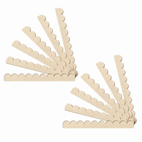 Scalloped Decorative Wood Trim Unfinished Scalloped Edge Wooden Molding Cute DIY Moulding Trims for Cabinet Window 12pcs