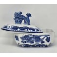 thumbnail image 2 of Classic Blue and White Ceramic Porcelain Jar Rectangle Canister, Sugar Candy Container, Tea Container, Dragon Button Lid, Hand-crafted Chinoiserie, 2 of 5