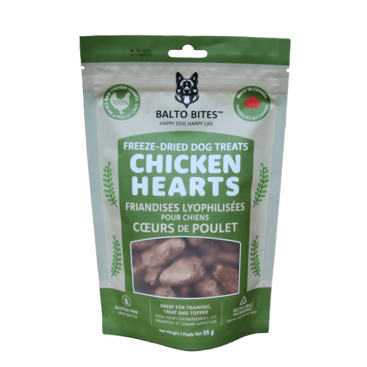 Balto Bites Freeze-Dried Chicken Hearts Dog Treats