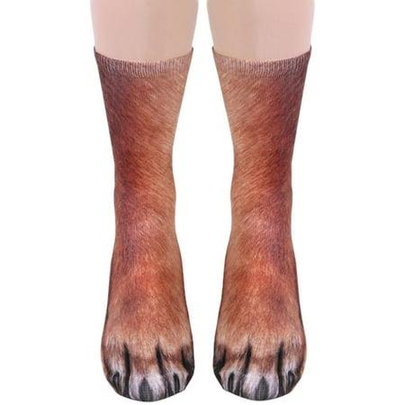 

(TENVOLTS)Animal Claw Shaped Soft Warm Cotton Socks Women Calf Length Socks (Camel)