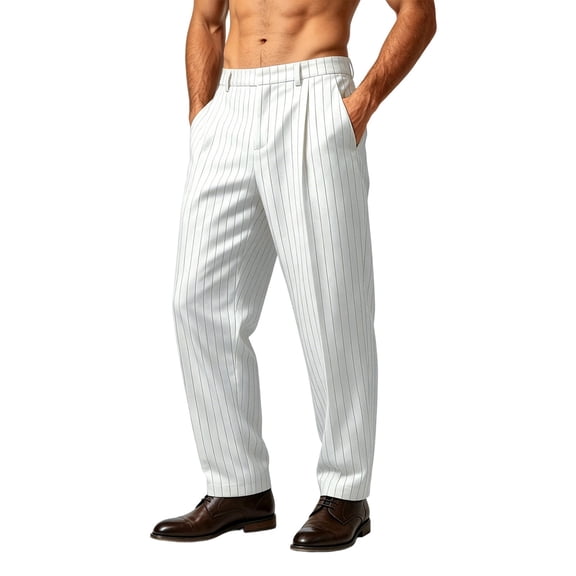 Guluxicc Men's Cotton Dress Pants with Pockets Button Front Loose Long Straight Leg Trousers for Summer Golf Wear Business Casual Outfits
