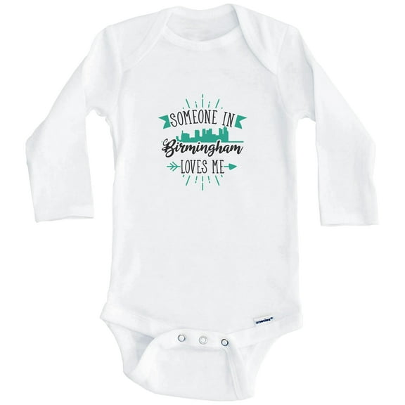 Someone In Birmingham Loves Me Birmingham AL Skyline One Piece Baby Bodysuit (Long Sleeve), 0-3 Months White