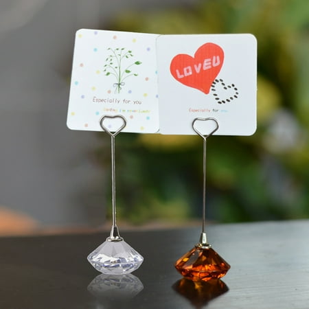 

Hadanceo Crystal Diamond Love Shape Card Holder Picture Postcard Business Note Clip