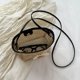 thumbnail image 3 of Bolso de mujer Bolso bandolera de flores simple Bolso de paja tejido de playa (Negro), 3 of 8