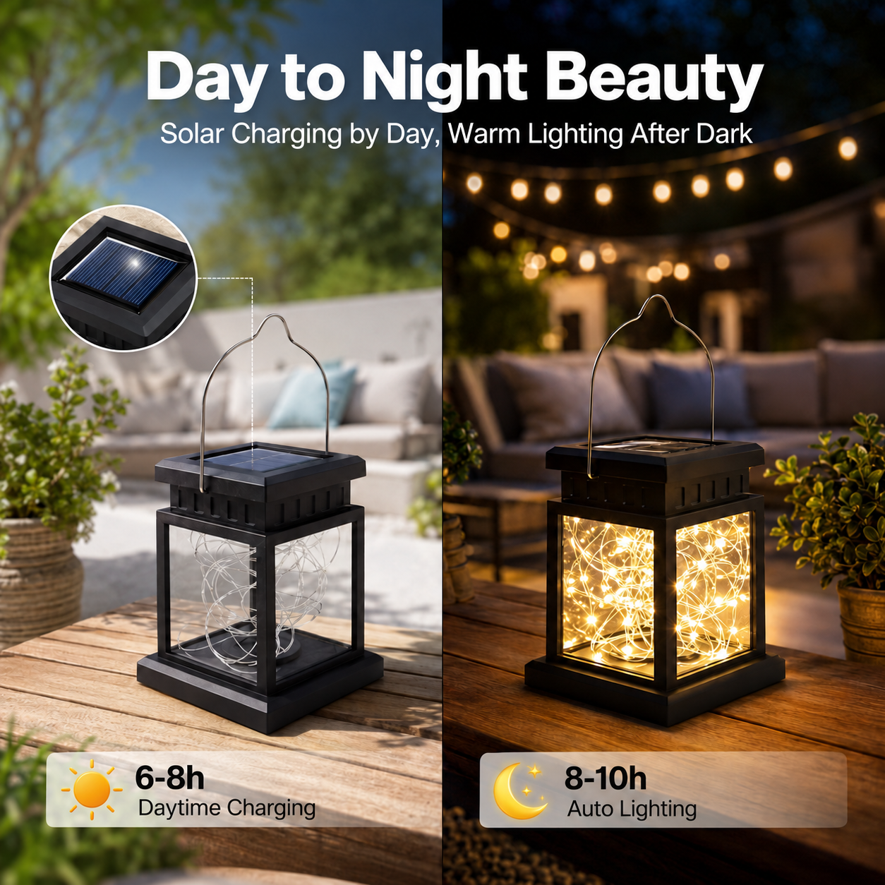 Mehoom 4-Pack Solar Lanterns, 40 LED, Warm White Vintage photo 3