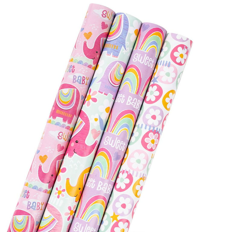 Birthday Wrapping Paper Sheet christmas wrapping paper jumbo rolls - gift  wrapping paper4 Sheets Folded Flat for Party, Baby Shower - 17 Inch X 27.5  Inch Per Sheet