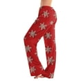thumbnail image 2 of WTOBBY Women's Drawstring Christmas Print Casual Pants, Adjustable Waist for Comfortable Fit, Holiday-Themed Trousers for Women, Ideal for Casual Wear and Home Use,Watermelon Red 2XL, 2 of 6