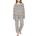 thumbnail image 2 of MVRLSH Pajamas For Women Set Cute Strawberry Print Winter Coral Fleece Pajama Set Thick Warm 2 Piece Flannel Loungewear Cozy Gray M-Xxl, 2 of 9