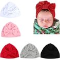 thumbnail image 1 of Paquete de 5 gorros con nudo sólido para bebé, niña, turbante, gorro con lazo, gorro para la cabeza infantil, 1 of 5