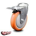 thumbnail image 2 of 5 Inch Orange Polyurethane Wheel Bolt Hole Caster with Total Lock Brake SCC, 2 of 2