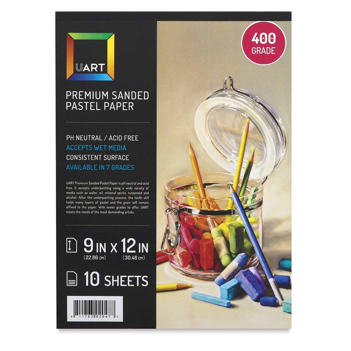 UArt Sanded Pastel Paper Pad 400 Grit, 9" x 12", 10 sheets, Beige