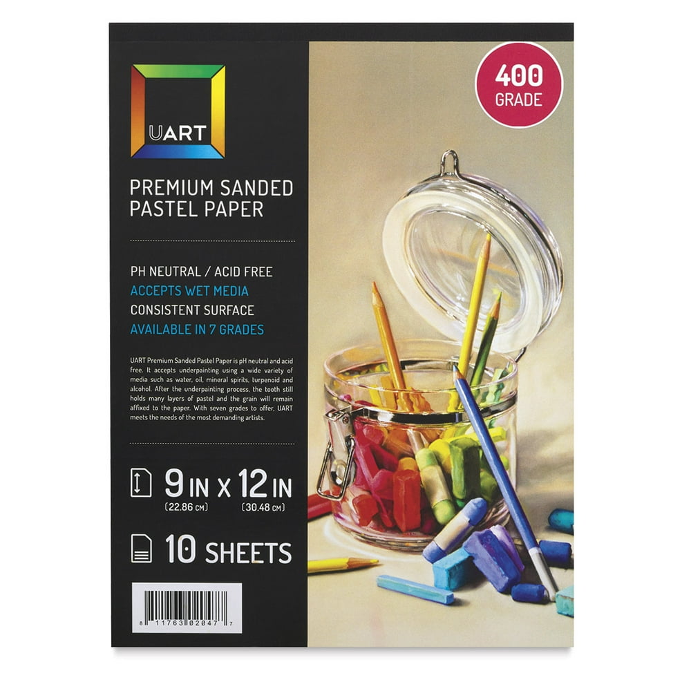 UArt Sanded Pastel Paper Pad 600 Grit, 9'' x 12'', 10 Sheets, Beige