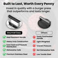 thumbnail image 6 of Gourmet Easy-Stainless Steel Smash Burger Press for Griddle, 2 lbs Heavy Duty Burger Smasher Tool with Heat-Resistant Handle, Premium Sandwich Maker, Hamburger Press for BBQ Grilling Accessories, 6 of 6