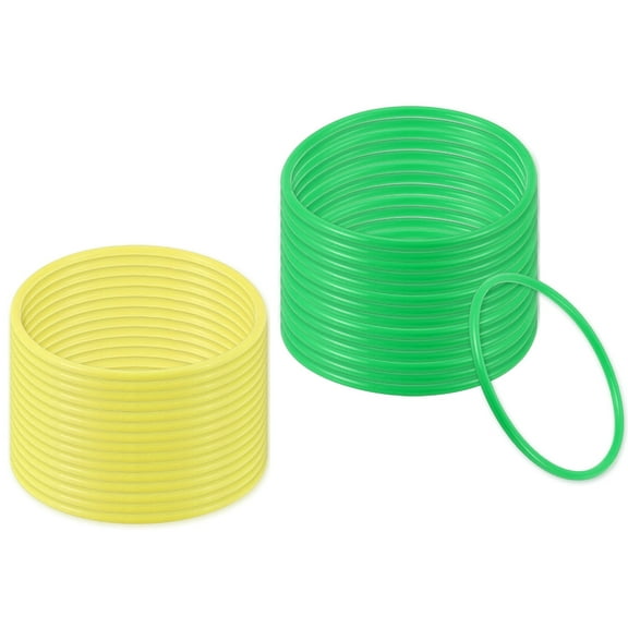 Uxcell Plastic Ring-Toss Rings for Bottles Carnival Rings Plastic Hoops 6 Inch Yellow/Green 30 Pcs