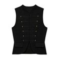 thumbnail image 3 of Women's Fashion Slim Fit Knitted Vest Retro Sleeveless Slim Fit Button Business Casual Vest Soft Elegant Lightweight Vest Daily Office Travel Outfits, Black L, 3 of 3