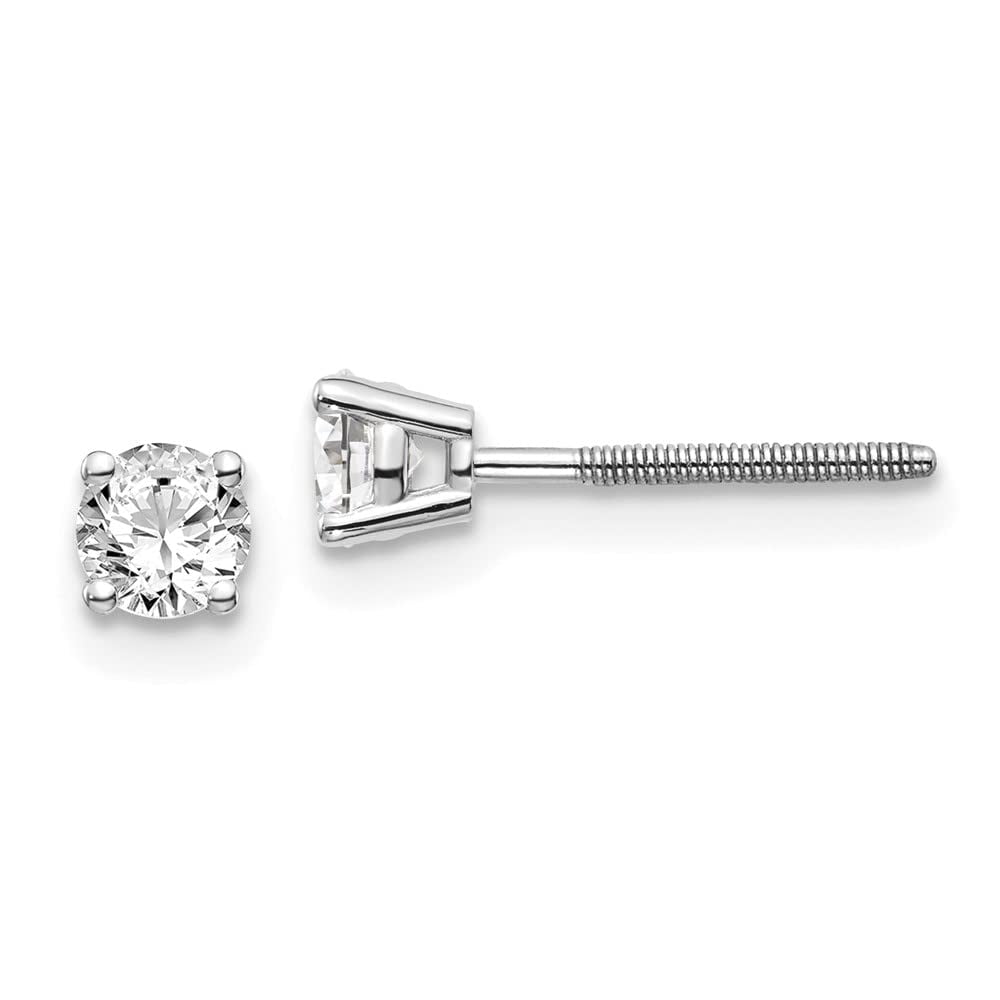 14K White Gold .40ct SI3 G-I Diamond Stud Thread On and Off Post Earrings