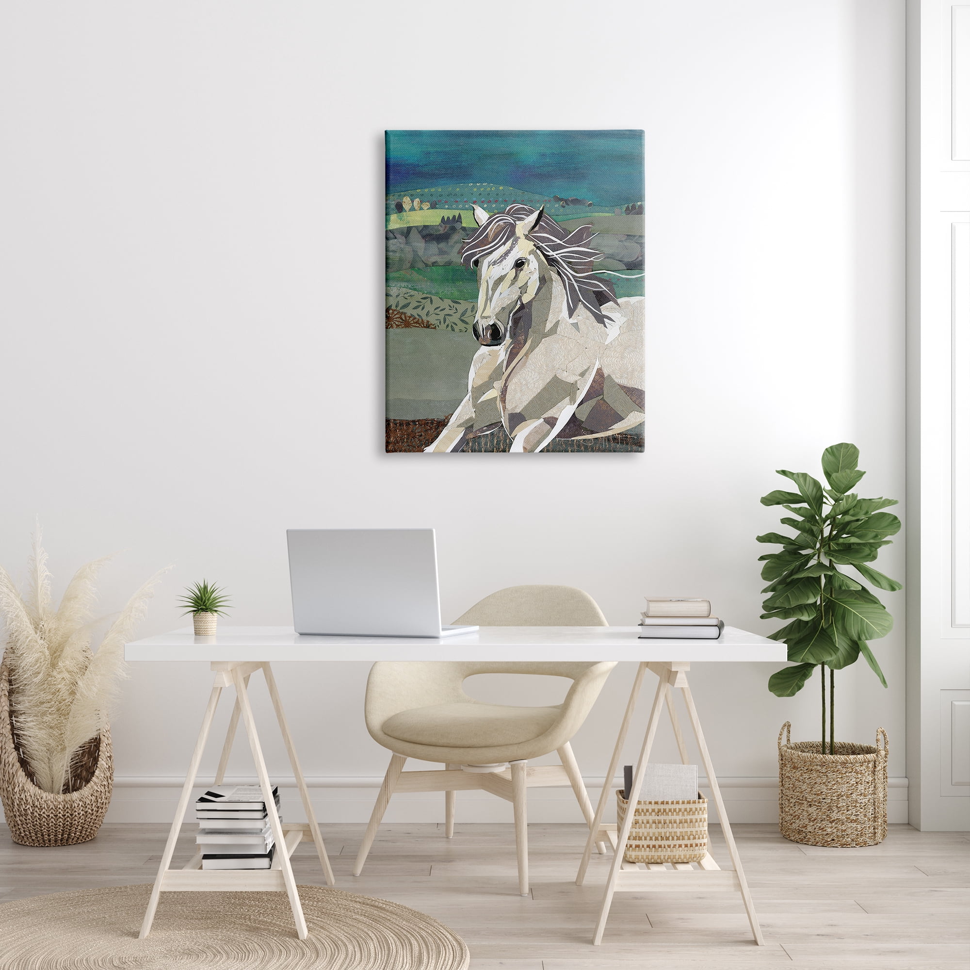 Stupell Industries Horse Geometric Shape Collage Wild Animal Running, 30 x 40, Designed by Jenny McGee