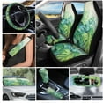 thumbnail image 2 of Yuyamidu 16 PCS Palm Leaves Car Seat Covers Set Green Gear Shift Cover Hand Brake Cover Car Sun Shade Steering Wheel Cover Seat Belt Covers Rear View Mirror Cover Coasters Key Chain, 2 of 7