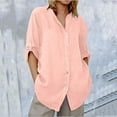 thumbnail image 2 of Cqxid Clearance Sales Basic T Shirts for Women Womens Linen Button Down Shirts Long Sleeve Dress Linen Shirt Casual Collared Cotton Button Up Oversized Blouses Summer Casual Tee Tops Basic Tees, 2 of 6