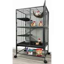 X-Large 31"x18.5"x53.5"H Two Full Story 4-Tiers Tight 1/2-Inch Bar Spacing Double Large Front Doors for Feisty Ferret Squirrel Hammock Chinchilla Rat Gerbil Small Animals Critters Rolling Cage