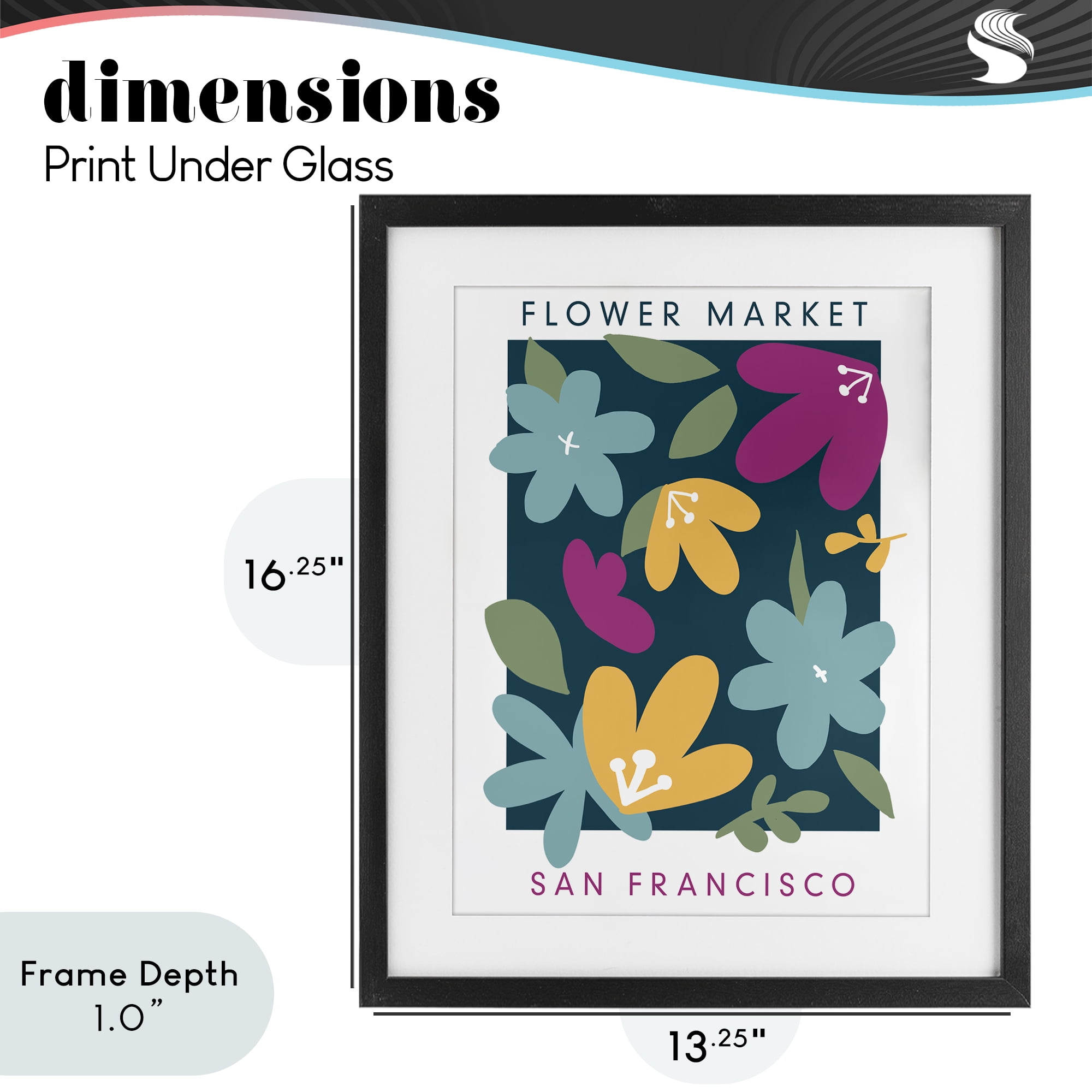 Stupell Industries Whimsical Flower Market Black Framed Print Under Glass, design by Anna Quach
