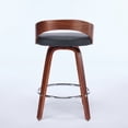 thumbnail image 6 of LEGAHOME Upholstered Bar Stools Set of 2, 25” Swivel Counter Height Stools with 2.6” Cushion and Circular Leg Design, Mid-Century Barstools with Wooden Legs for Kitchen, Bar, 300Lbs, Walnut + Black, 6 of 9