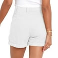 thumbnail image 3 of Women Short Pants Mid Waisted Pure Color Soft Breathable Loose Short Pants for Dating Work White S, 3 of 5