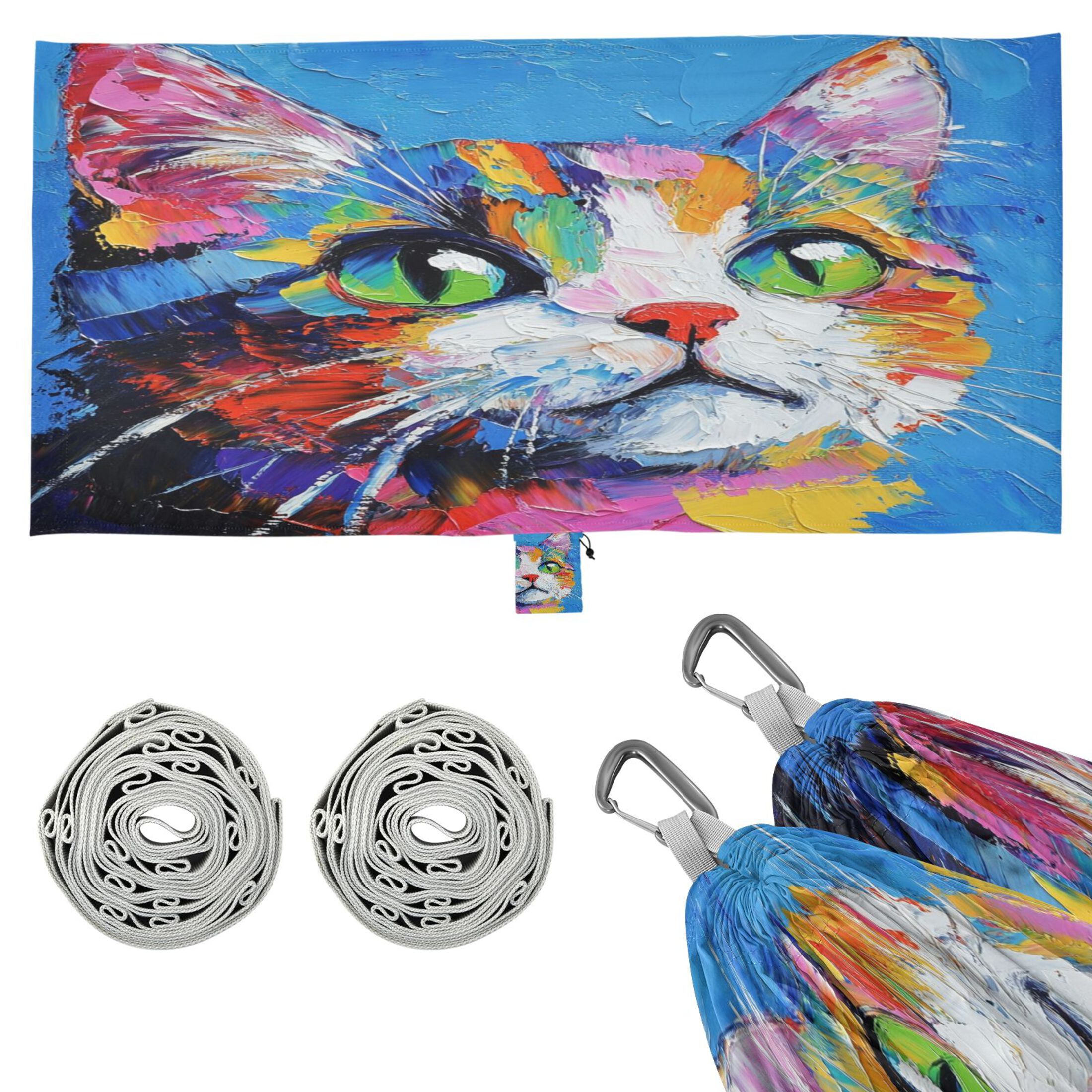 Hammock Camping Hammock Nylon Portable Hammock Travel Camping Hammock Painting Cat